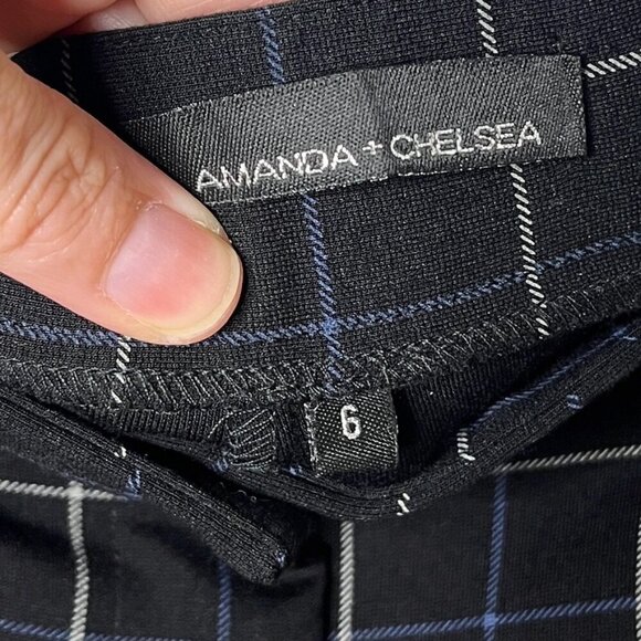 Amanda & Chelsea Women's Skinny Ankle Dress Pants 6 Black Plaid Check Mid Rise - Picture 7 of 8
